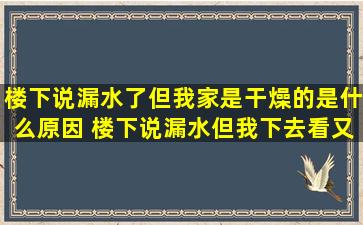 楼下说漏水了但我家是干燥的是什么原因 楼下说漏水但我下去看又没漏怎么办